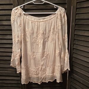 Chic Cream Embroidered Women's Blouse
